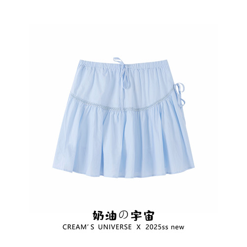 设计感绑带蝴蝶结a字短裙女甜美