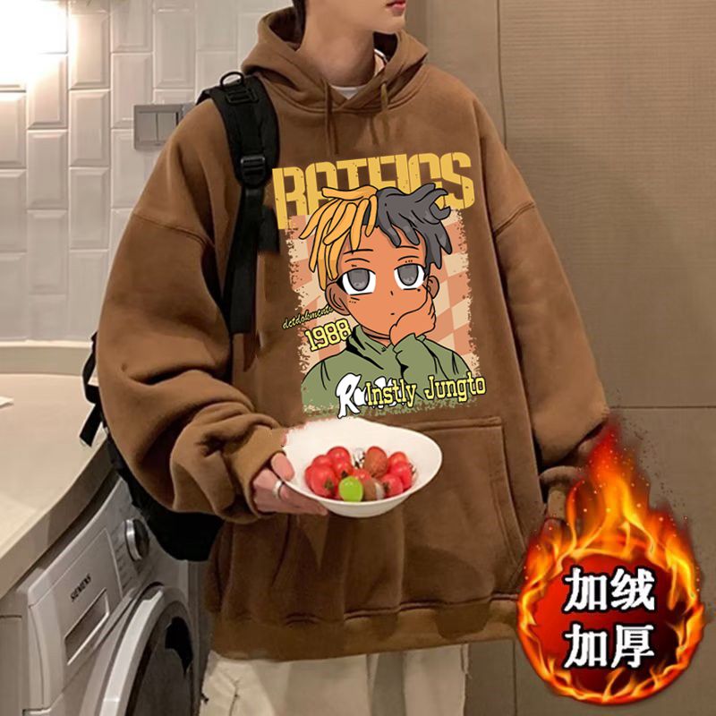 美式重磅连帽卫衣男款oversize高街痞帅秋冬季男生上衣服外套潮牌