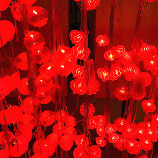 插电水晶红灯笼小灯笼串挂饰喜庆婚房装饰品新年灯笼结婚小灯笼串