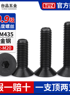 TUZ合金钢SCM435平头沉头内六角孔平杯发黑螺丝钉栓M3M4M5M6-M20