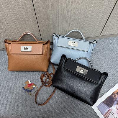 手缝蜡线里外全皮2424手提单肩斜跨女包多种背法