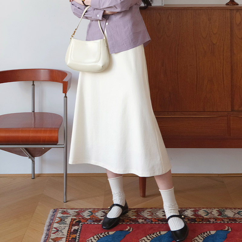 然若 垂感针织 白色半身裙女2025新款中长款包臀A字鱼尾裙梨形裙,女装/女士精品,半身裙,淘宝优惠券,粉丝福利购,淘宝优惠卷