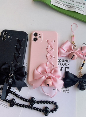 铃铛少女蝴蝶结适用OPPOr9/R11/R15x/R17手机壳RenoZ/3/4/5K/6/7se/8/9pro+/Ace2手链k7x/k9s/k10活力软K11套