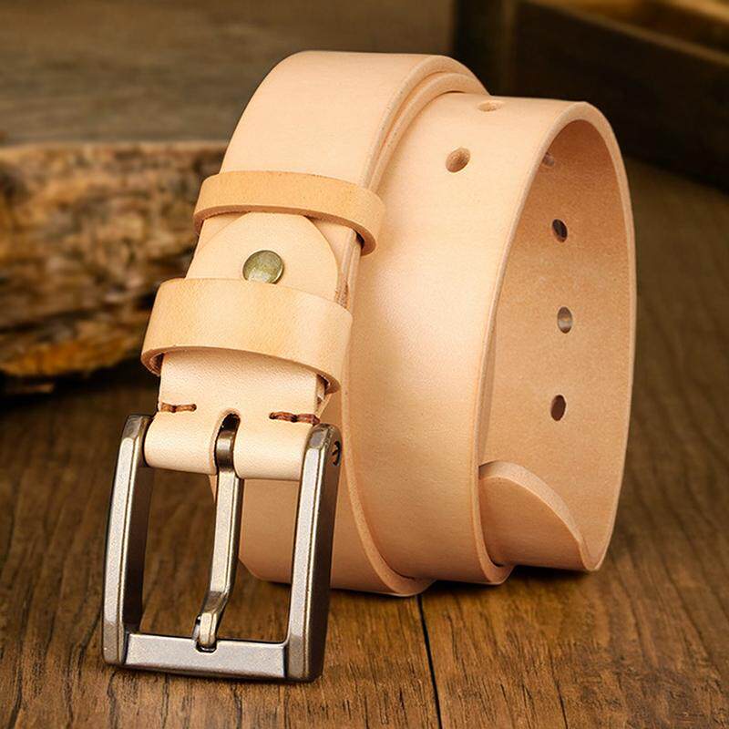 皮带男真皮针扣加厚原色植鞣头层牛皮做旧铜扣简约牛仔裤休闲腰带