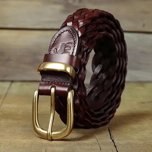 腰带牛皮男女编织韩版