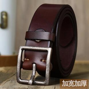 加宽加厚头层牛皮皮带男真皮纯铜日字扣简约复古休闲牛仔裤腰带