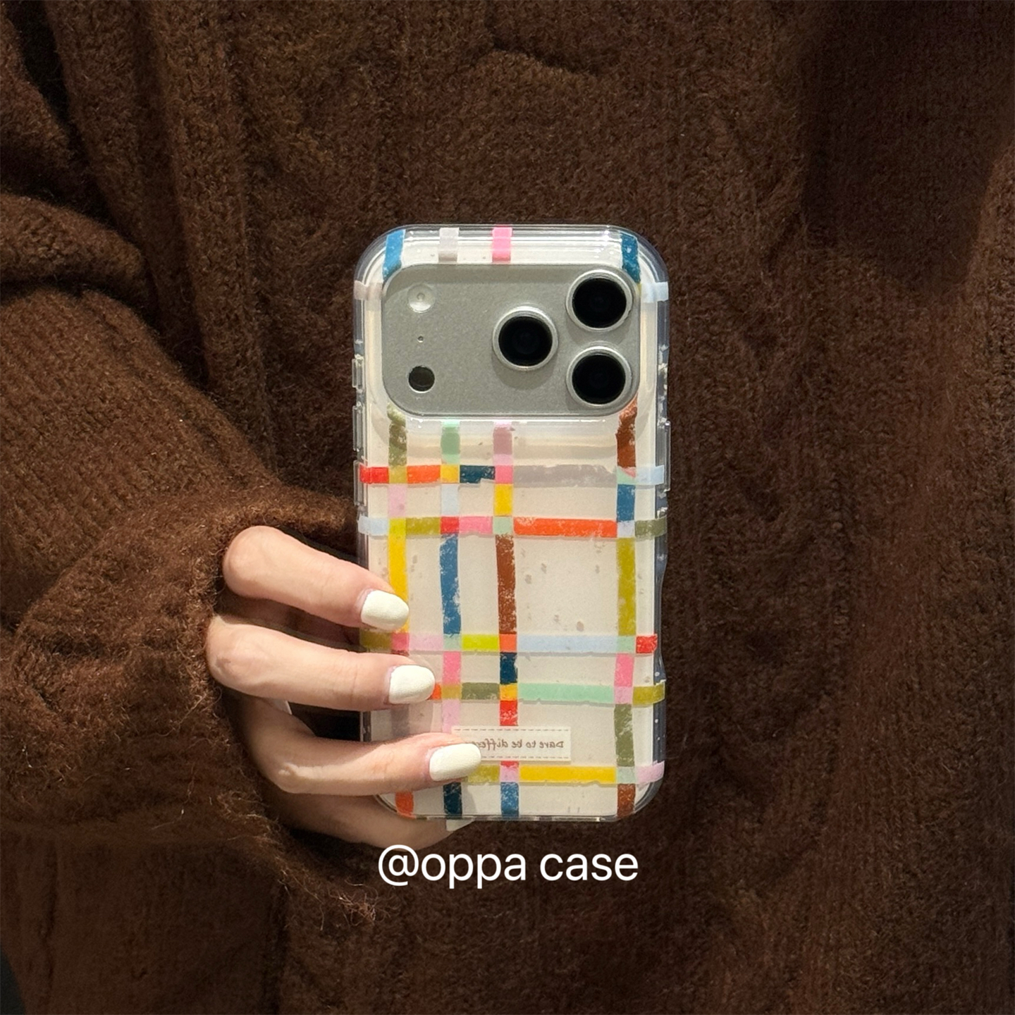 ins小众彩色线条格纹适用苹果16promax手机壳iphone17新款15pro少女14双层全包软壳13保护套