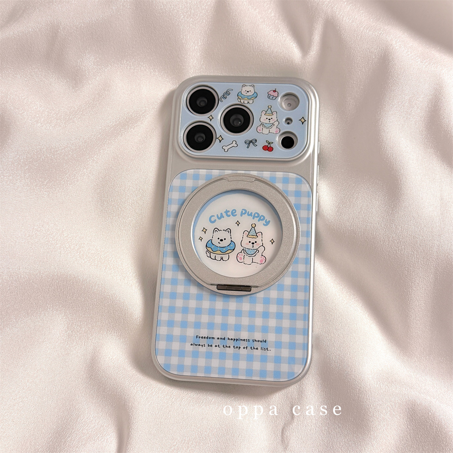 蓝色格子可爱西高地适用苹果17promax手机壳iphone17新款15pro女款14pro360一体支点壳16pro防摔17pro保护套