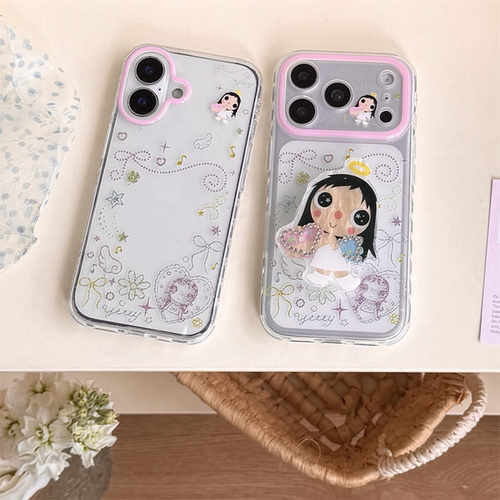 治愈系镭射线条花朵女孩适用17promax手机壳iphone17新款15pro女款16pro双层15超火16promax防摔17pro保护套