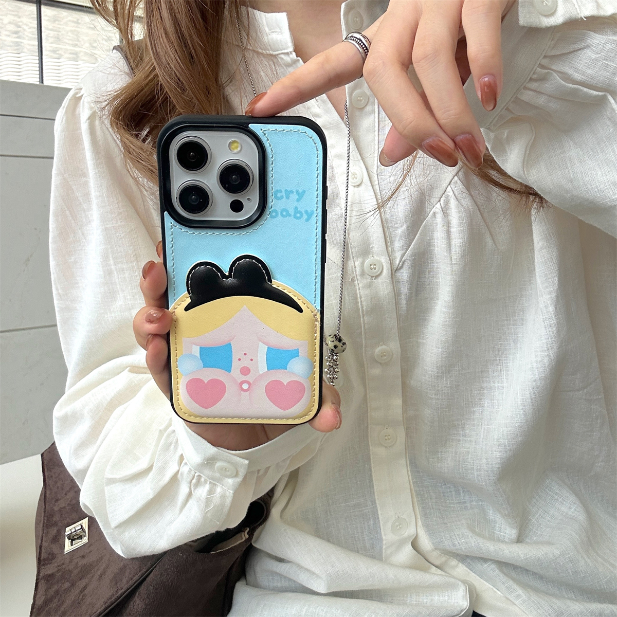 ins可爱卡通公主女孩卡包适用苹果16promax手机壳iphone17新款15pro小众个性女款14皮纹防摔保护套