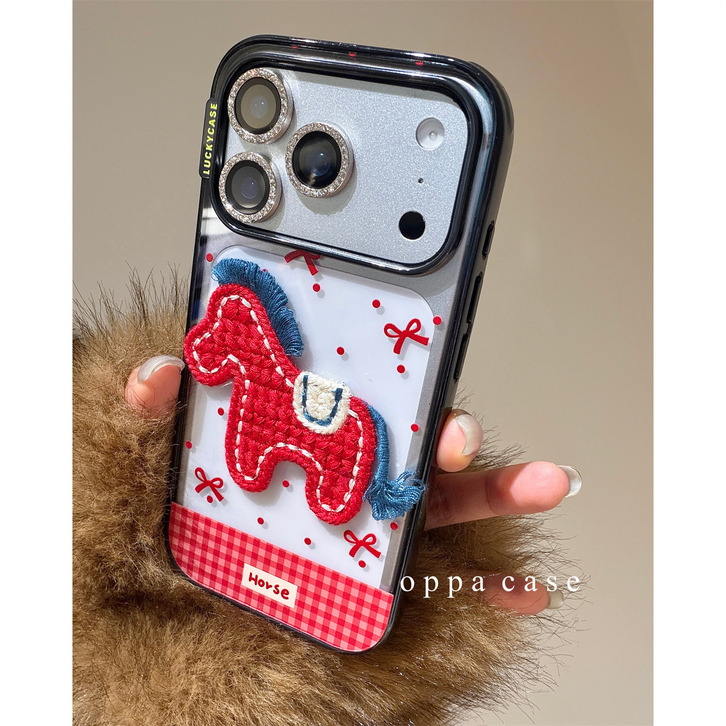 ins红色波点蝴蝶结刺绣小马适用苹果16promax手机壳iphone17新款15pro少女14黑边亚克力防摔13保护套,3C数码配件,手机保护套/壳,淘宝优惠券,粉丝福利购,淘宝优惠卷