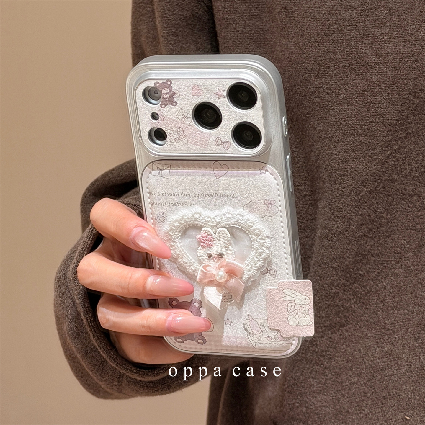 韩系ins蕾丝爱心可爱小兔适用苹果16promax手机壳iphone17新款15pro女款14大视窗皮纹13全包防摔保护套,3C数码配件,手机保护套/壳,淘宝优惠券,粉丝福利购,淘宝优惠卷