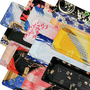 包邮2号寿司打包盒带盖 印花外卖盒 塑料餐盒 日式料理刺身盒