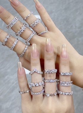 跨境热卖S925纯银锆石戒指系