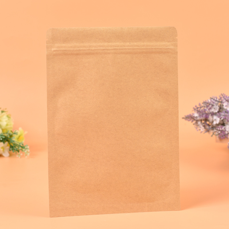 开窗牛皮纸袋茶叶坚果包装袋牛皮纸自立自封袋干果类密封袋食品袋