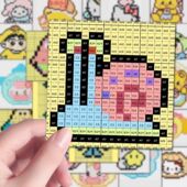 144张卡通Q版 拼图拼豆小新图纸贴纸像素可爱制作贴画收藏