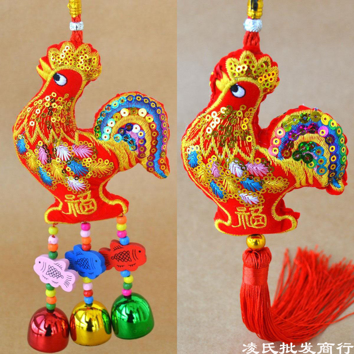 端午节香包中国风生肖鸡挂件打春鸡大公鸡小鸡公仔挂饰汽车挂件