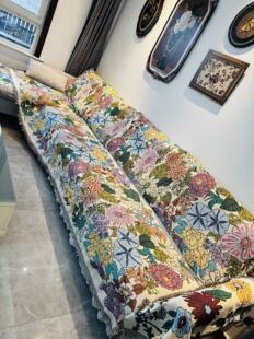 3.3米长直拍多人位四季款沙发套防猫抓沙发盖布印花沙发垫盖巾