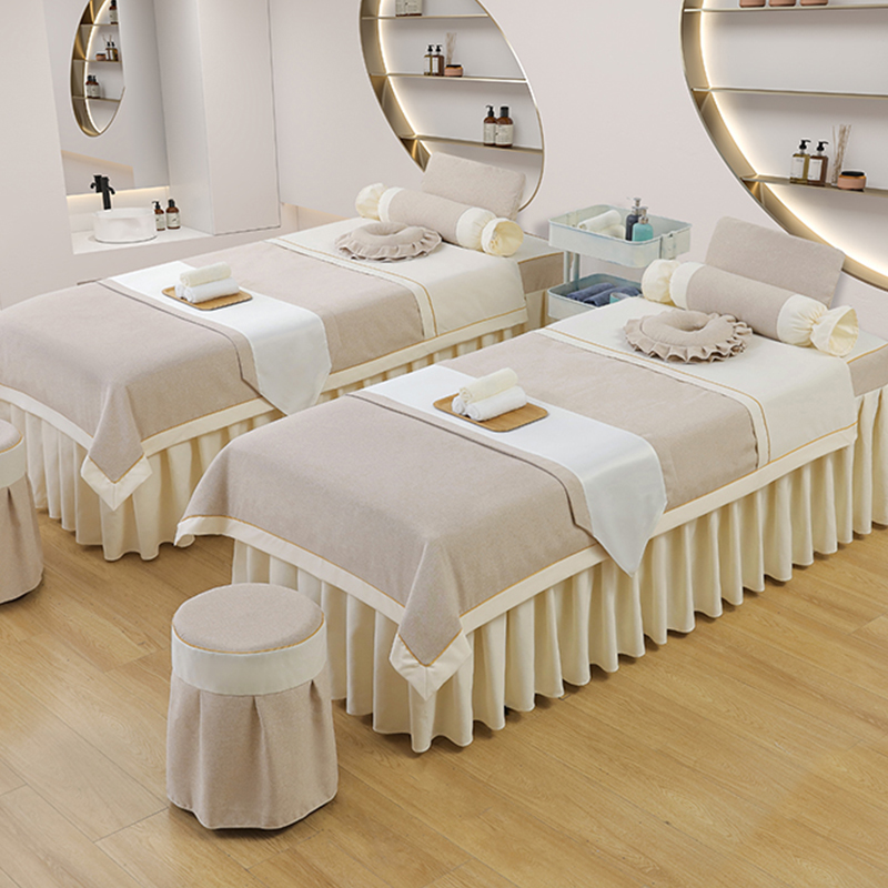 美容床罩四件套高端推拿理疗SPA店按摩床轻奢纯色美容院专用床套