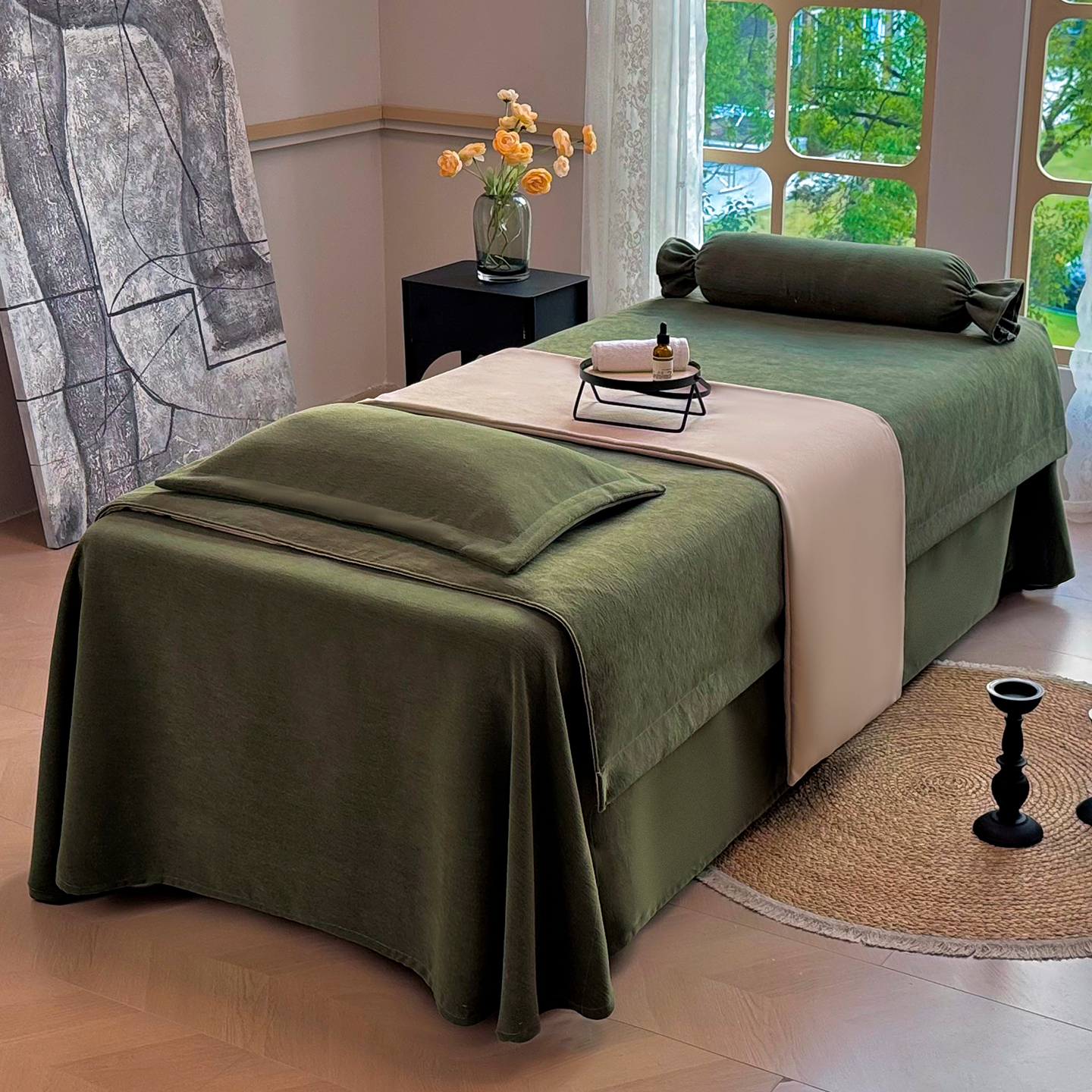 高端美容床罩四件套高档轻奢简约高级美容院专用按摩洗头床套秋冬