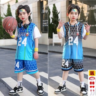 儿童篮球服套装男女孩定制幼儿园小学生科比24号短袖表演比赛球衣