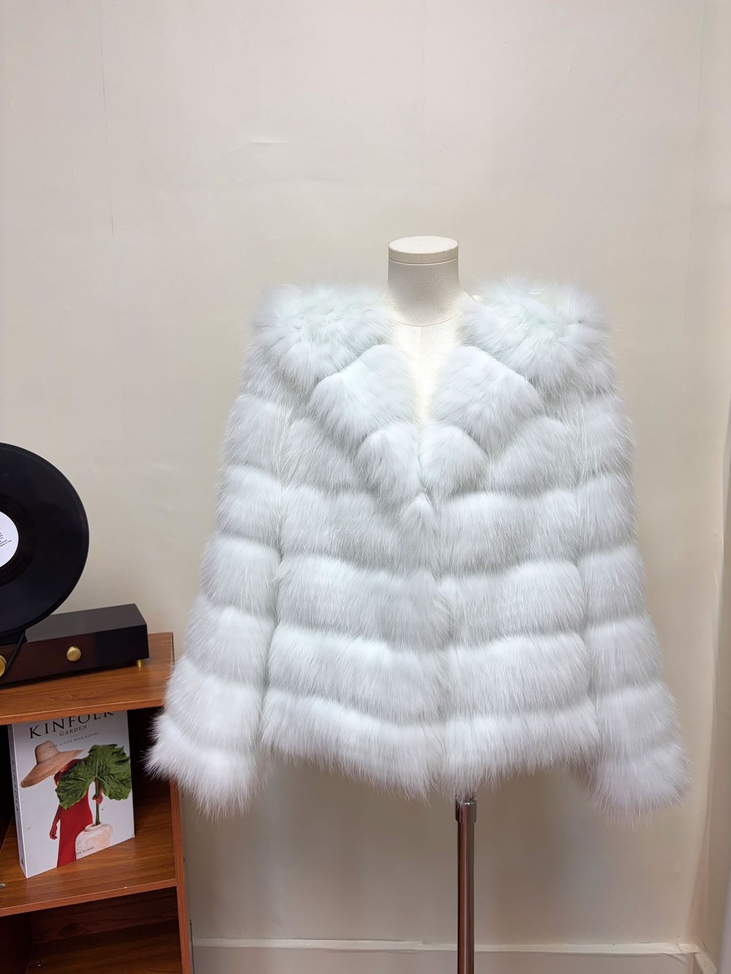 气泡薄荷绿夫人不爱荔枝皮加密车条连帽狐狸毛皮草外套女2025新