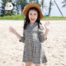 儿童气质西装 格子风衣外套 裙时尚 新款 女童连衣裙2019春秋装 童装