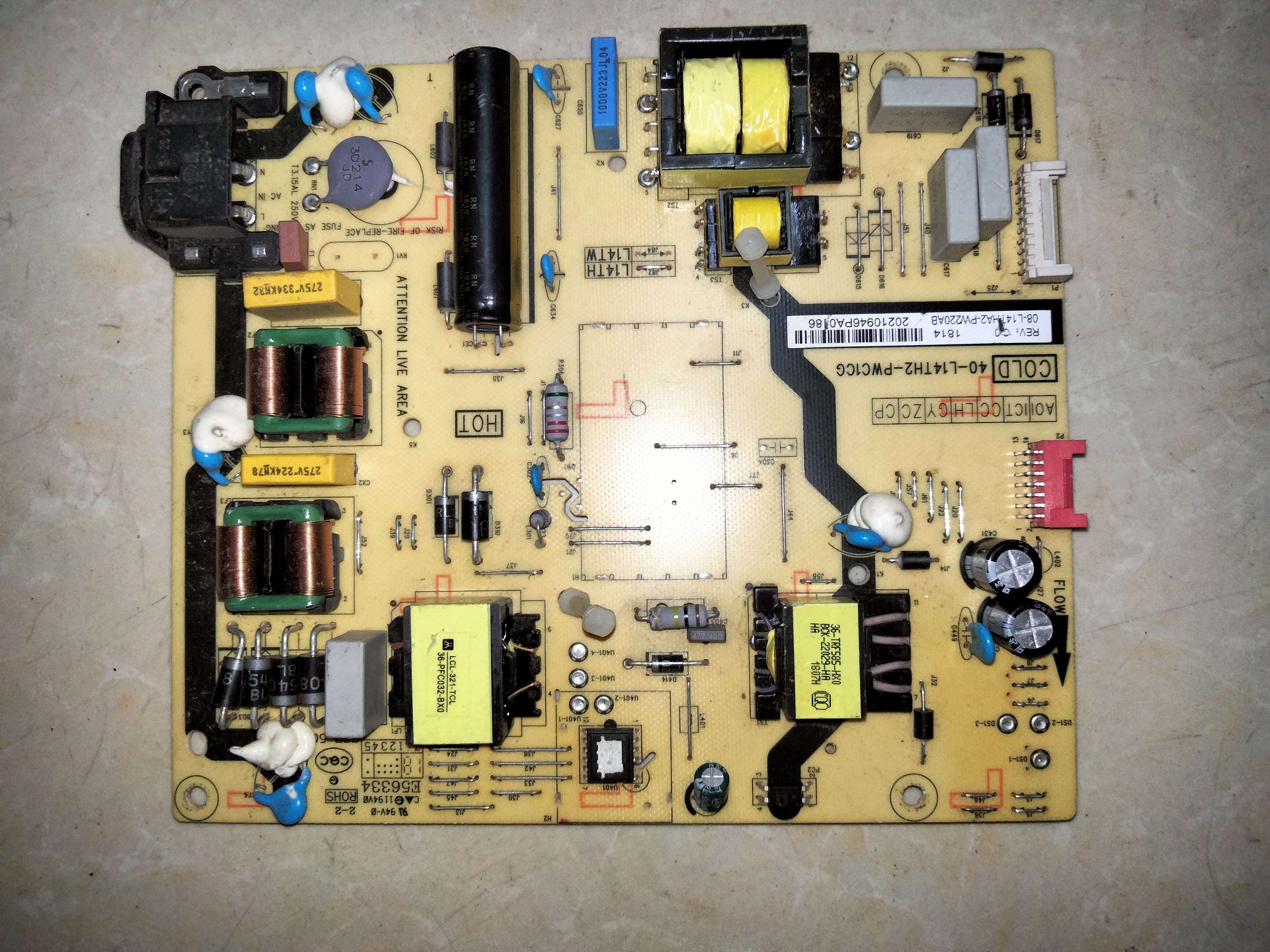 TCL 55C7 电源板 40-L14TW2-PWA1CG