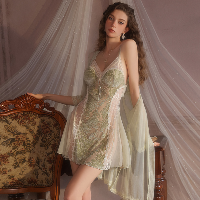 凯朱莉性感睡衣女款2025新款秋冬带胸垫网纱纯欲吊带短裙套装春秋