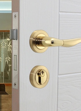 摩登modern分体室内门锁欧式实木卧室房门锁门把手金色黑色142548