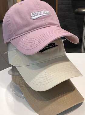 2024新款大帽头围遮阳帽四季刺绣字母显脸小鸭舌帽con潮情侣帽子