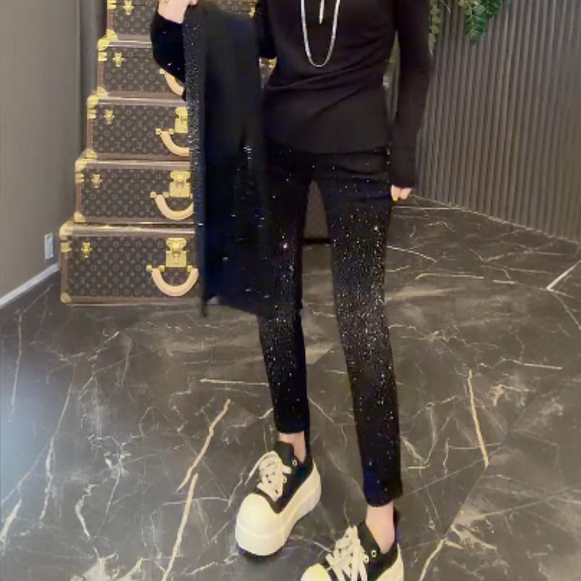 重工满天星星镶钻加绒牛仔裤女春季2026年新款时尚高腰九分烟管裤,女装/女士精品,牛仔裤,淘宝优惠券,粉丝福利购,淘宝优惠卷