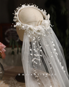 欧式 草坪婚礼铃兰碎花流苏花环头饰头纱影楼旅拍发饰摄影发饰头纱