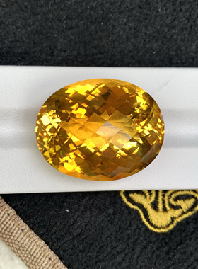 天然黄水晶精切全反火裸石戒面吊坠项链手链重99.8克拉特号色靓货