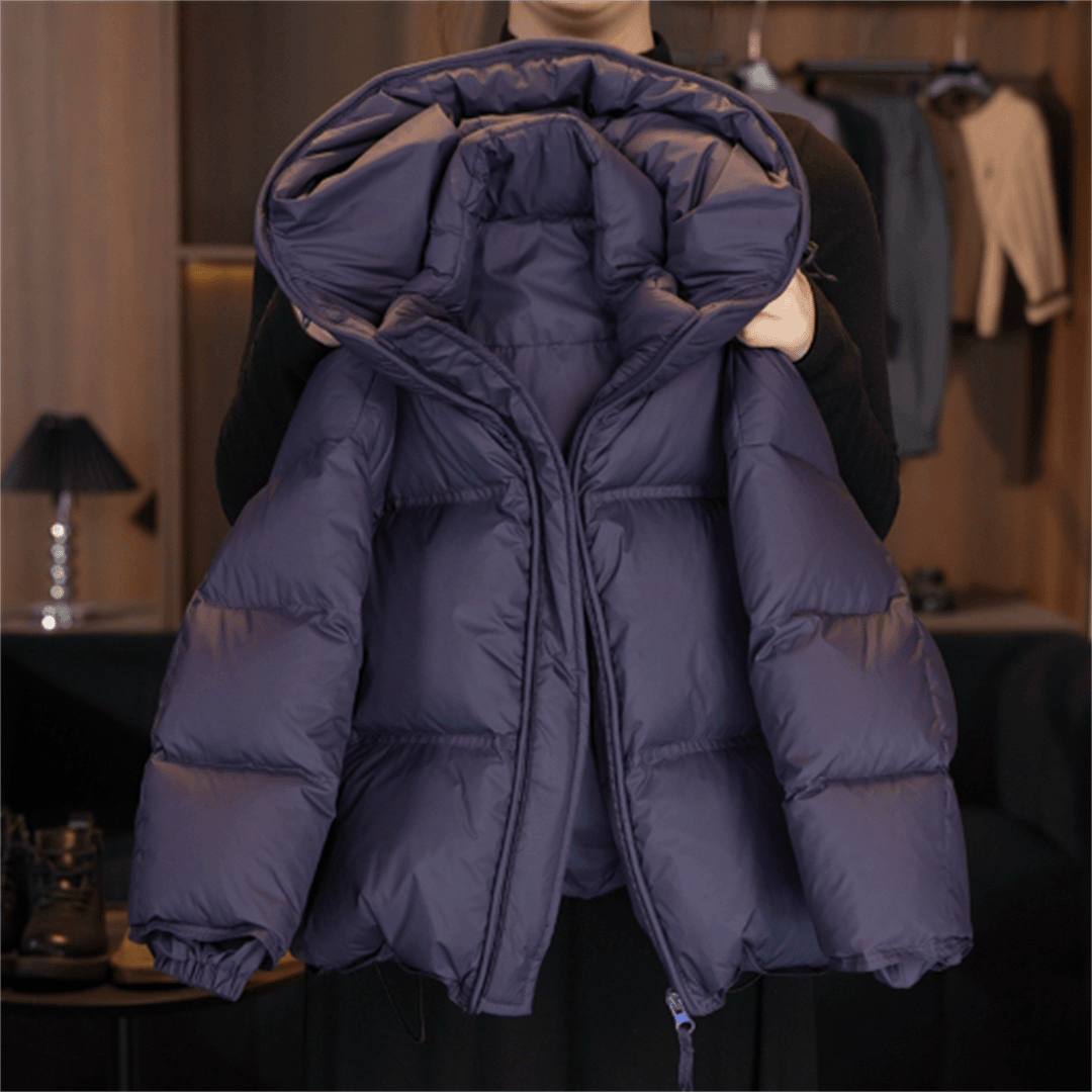 2025款儿童韩版时尚双倍充绒加厚连帽白鸭绒羽绒服男女同款