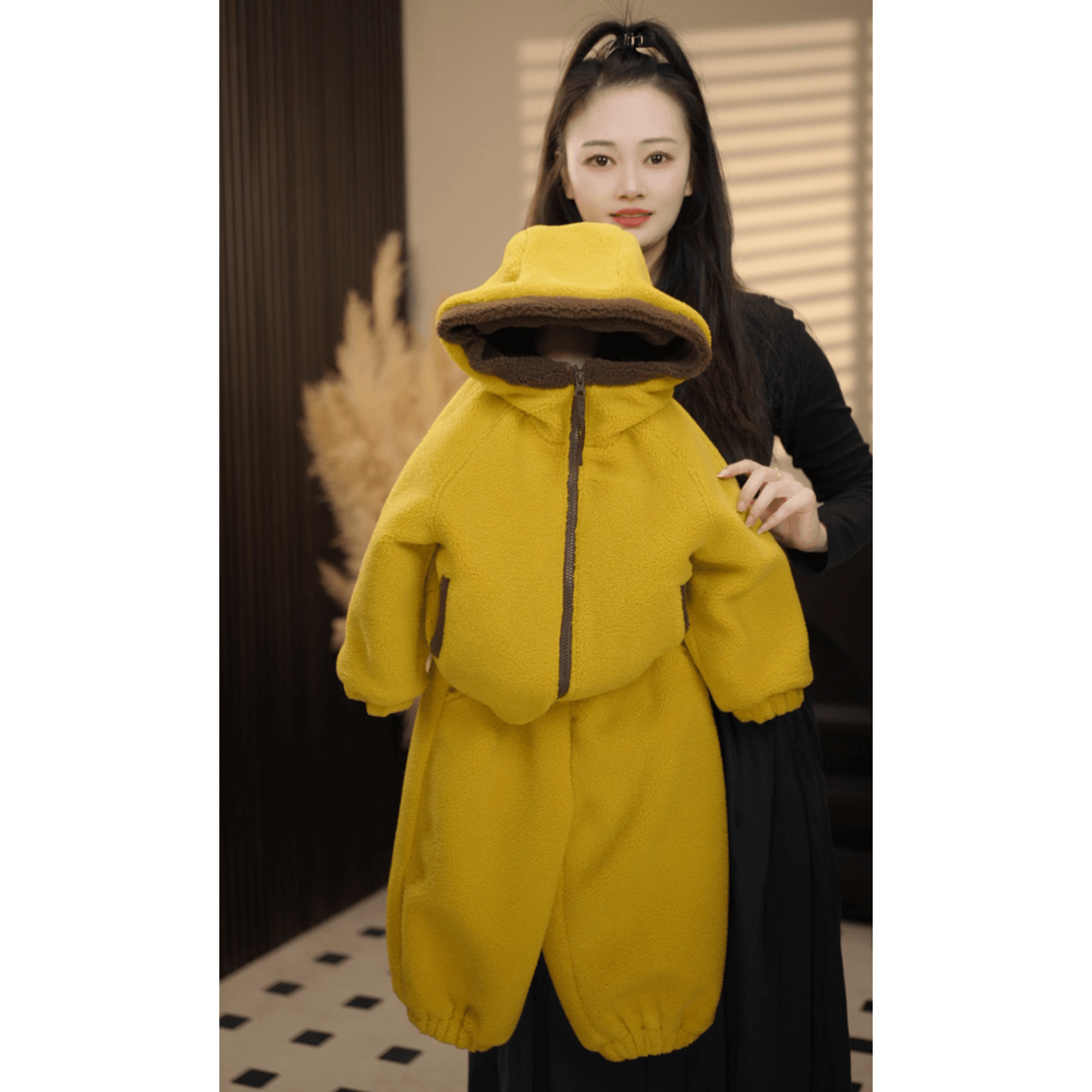 【毛茸茸】冬季新款韩系加厚纯色拼接加绒卫衣慵懒宽松亲子男女童,童装/婴儿装/亲子装,套装,淘宝优惠券,粉丝福利购,淘宝优惠卷