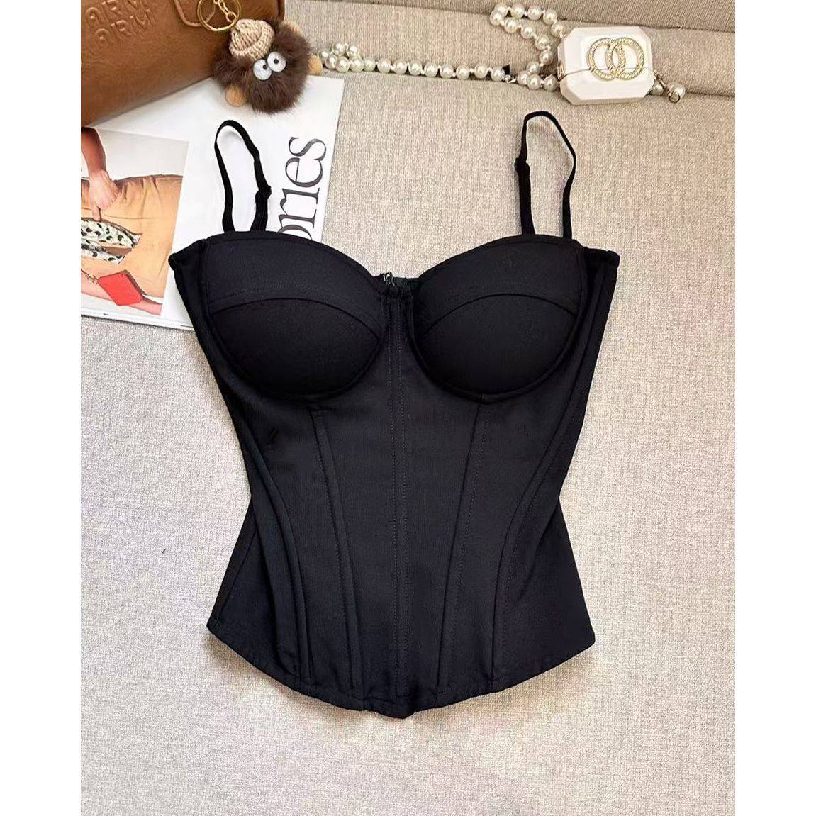 新款高级鱼骨抹胸吊带辣妹背心女内修身显瘦性感打底黑色上衣收腰,女装/女士精品,背心吊带,淘宝优惠券,粉丝福利购,淘宝优惠卷
