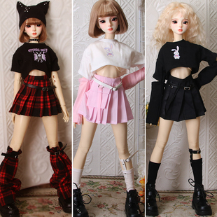 bjd4分娃衣bjd3分40 50 60厘米娃娃的衣服套装休闲卫衣裙子亚文化
