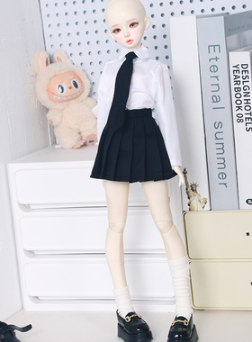 bjd娃衣1/4娃娃衣服制服1/6 1/3 3分6分普四学院风百褶裙领带衬衫