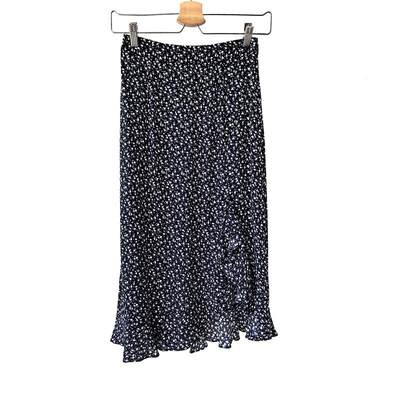 腰拉链不规则荷叶边开叉A字半裙