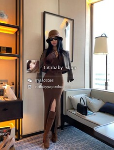 孙智惠韩国定制“京畿道的秋”polo领设计感深V修身针织连衣裙