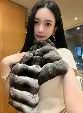 孙智慧围巾女冬季高级感新款韩版洋气龙猫皮草保暖御寒围脖