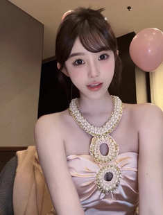 JYINLOVE原创本命裙挂脖珍珠连衣裙褶皱显瘦