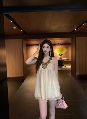 JYINLOVE原创古早千金钉珠连衣裙