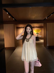 JYINLOVE原创古早千金钉珠连衣裙