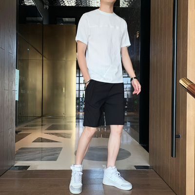 短裤套装男士2025夏季新款薄款冰丝速干衣短袖运动两件套青年夏装