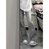 宽松设计感高腰垂感显瘦阔腿裤 美式 薄款 男夏季 复古高街微喇牛仔裤