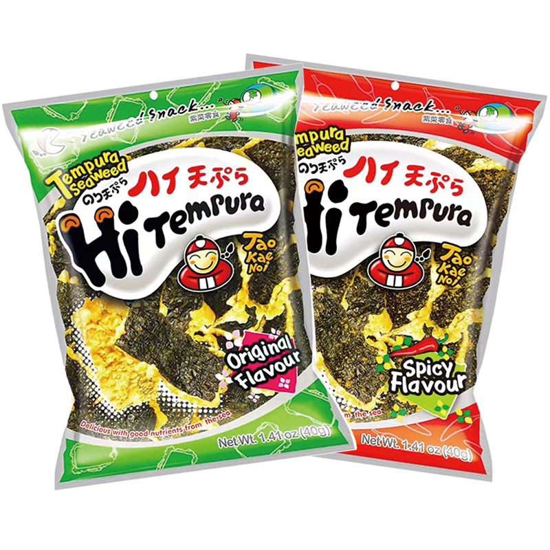 泰国进口老板仔天妇罗海苔原味辣味香脆片海苔卷零食小吃休闲食品
