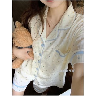 甜美可爱宽松家居服套装 日系夏季 睡衣女韩版 新款 ins清新简约短袖