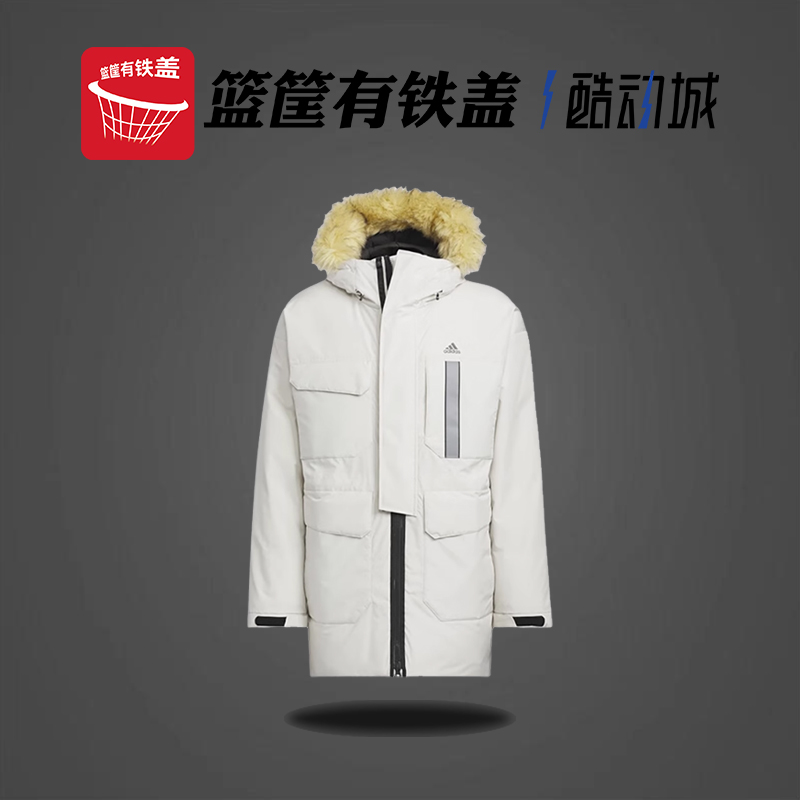 Adidas阿迪达斯FUR DOWN PARKA男子冬季户外防风连帽羽绒服IS0365